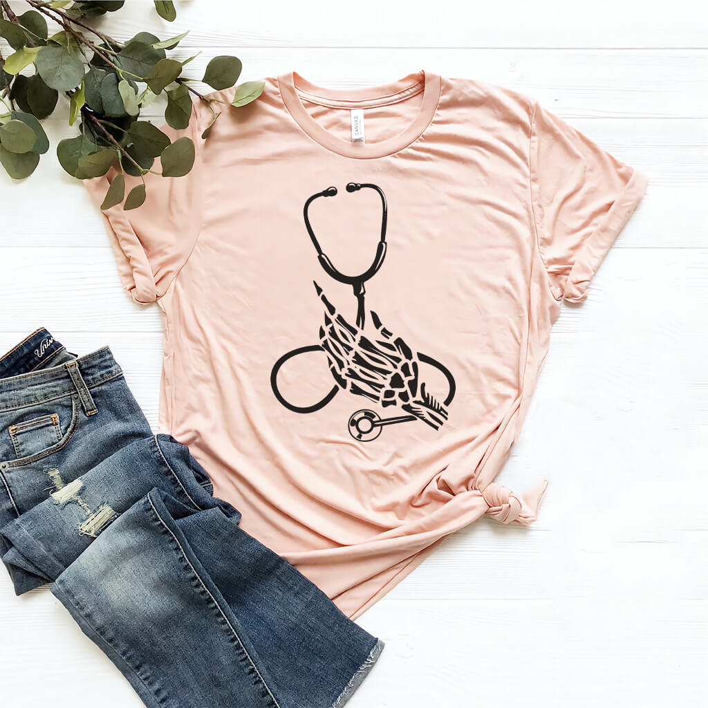 Skull Hand Stethoscope Tee