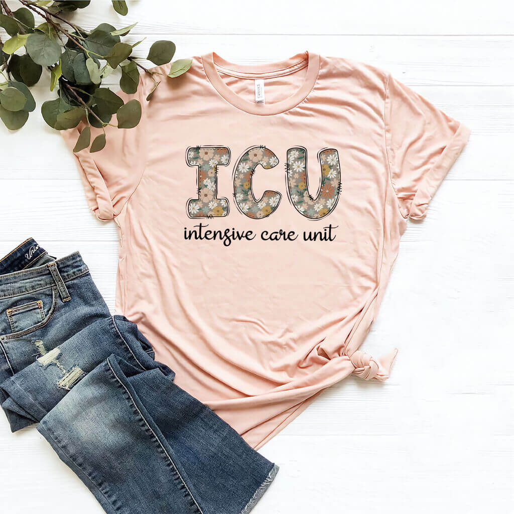 ICU Nurse Floral T-shirt