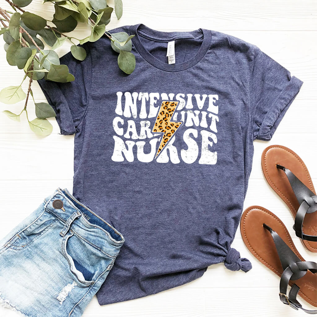 Intensive Care Unit Nurse Cheetah Flash T-Shirt - ICU Tee
