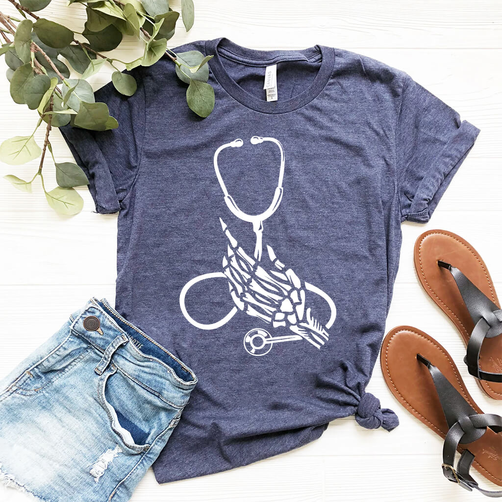 Skull Hand Stethoscope Tee