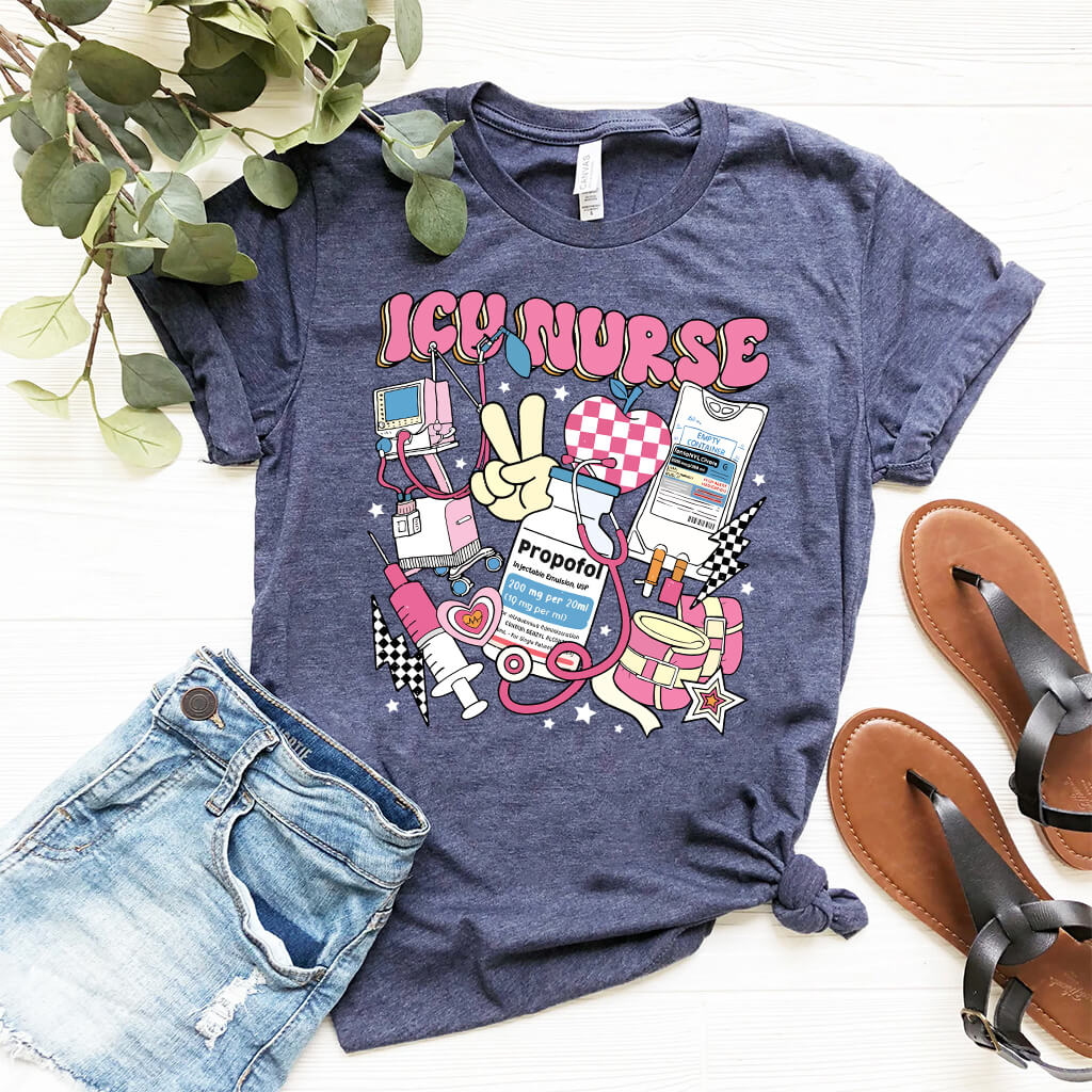 ICU Nurse Retro T-shirt - Intensive Care Unit Tee
