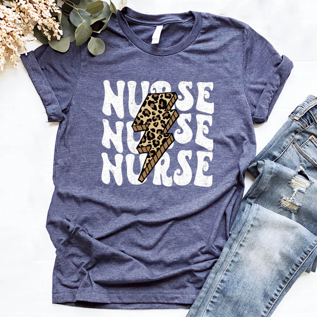 Nurse Retro Flash Leopard T-shirt - Groovy Style Tee