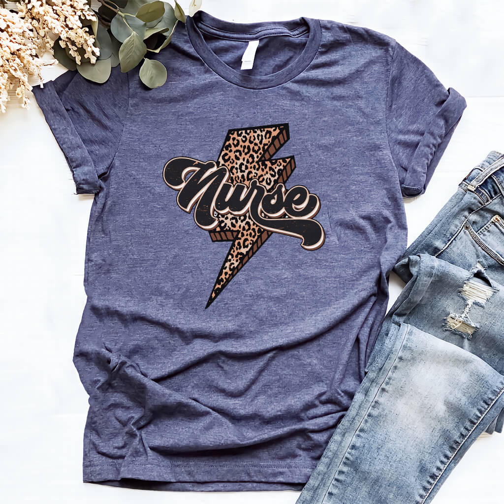 Nurse Retro T-shirt - Cheetah Print on Flash Tee