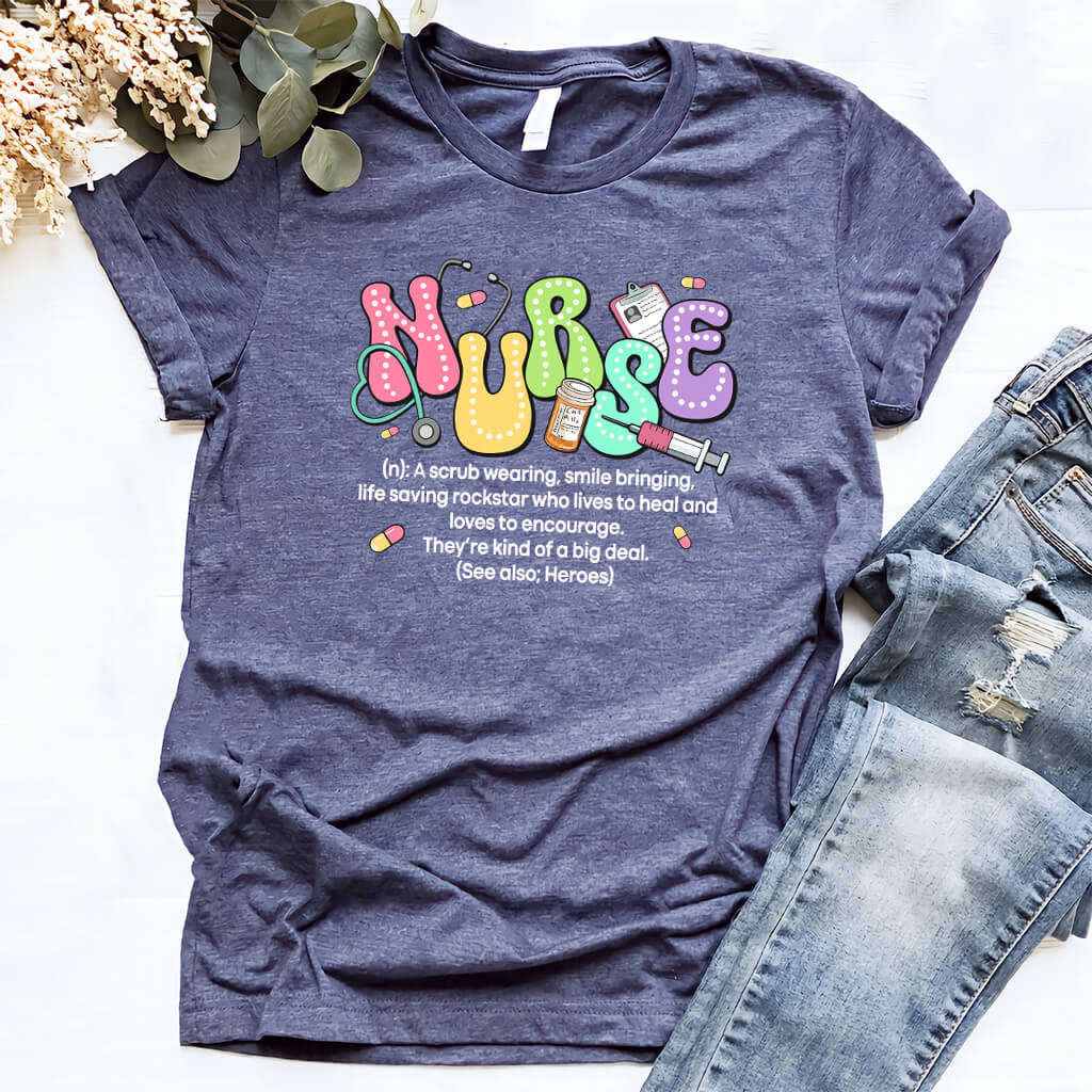 Funny Nurse Definition T-shirt - Colorful Retro Tee