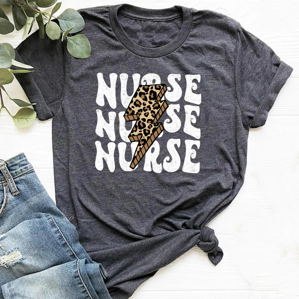 Nurse Retro Flash Leopard T-shirt - Groovy Style Tee