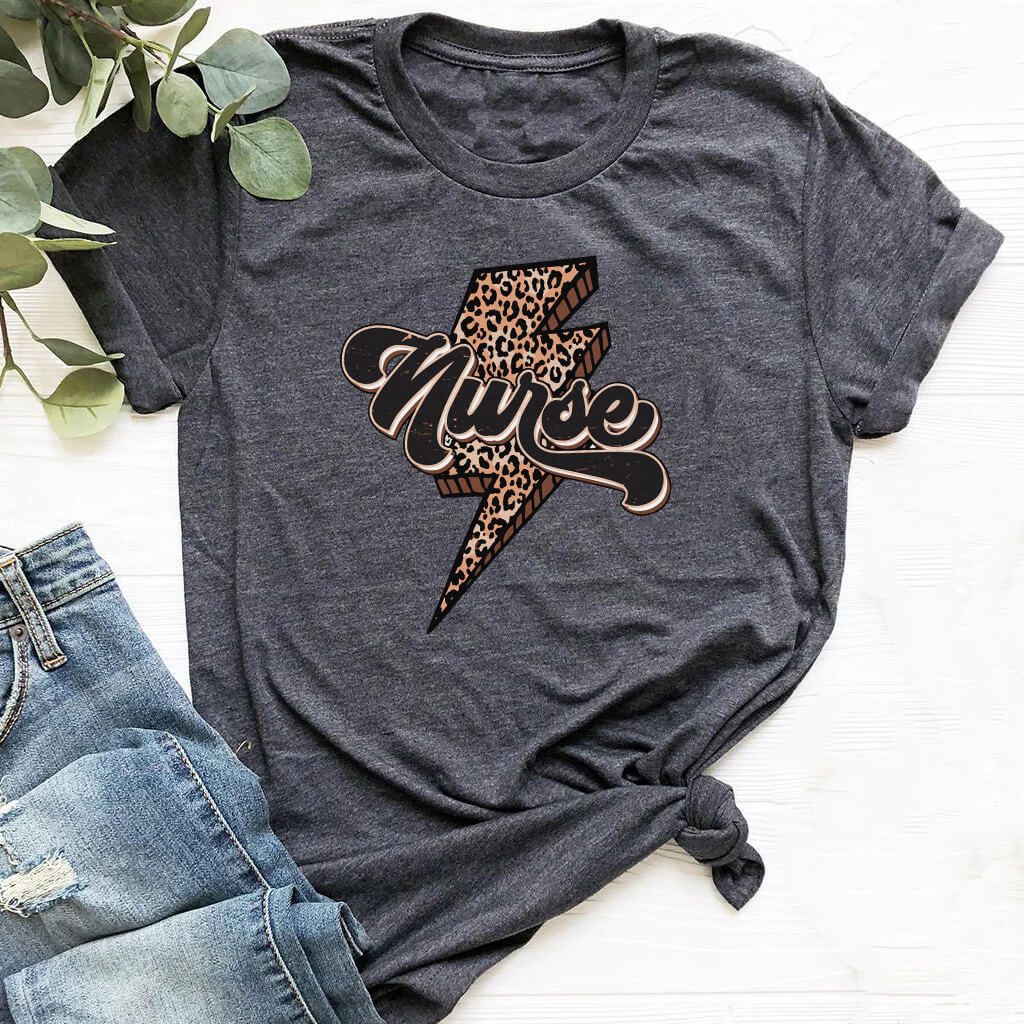 Nurse Retro T-shirt - Cheetah Print on Flash Tee