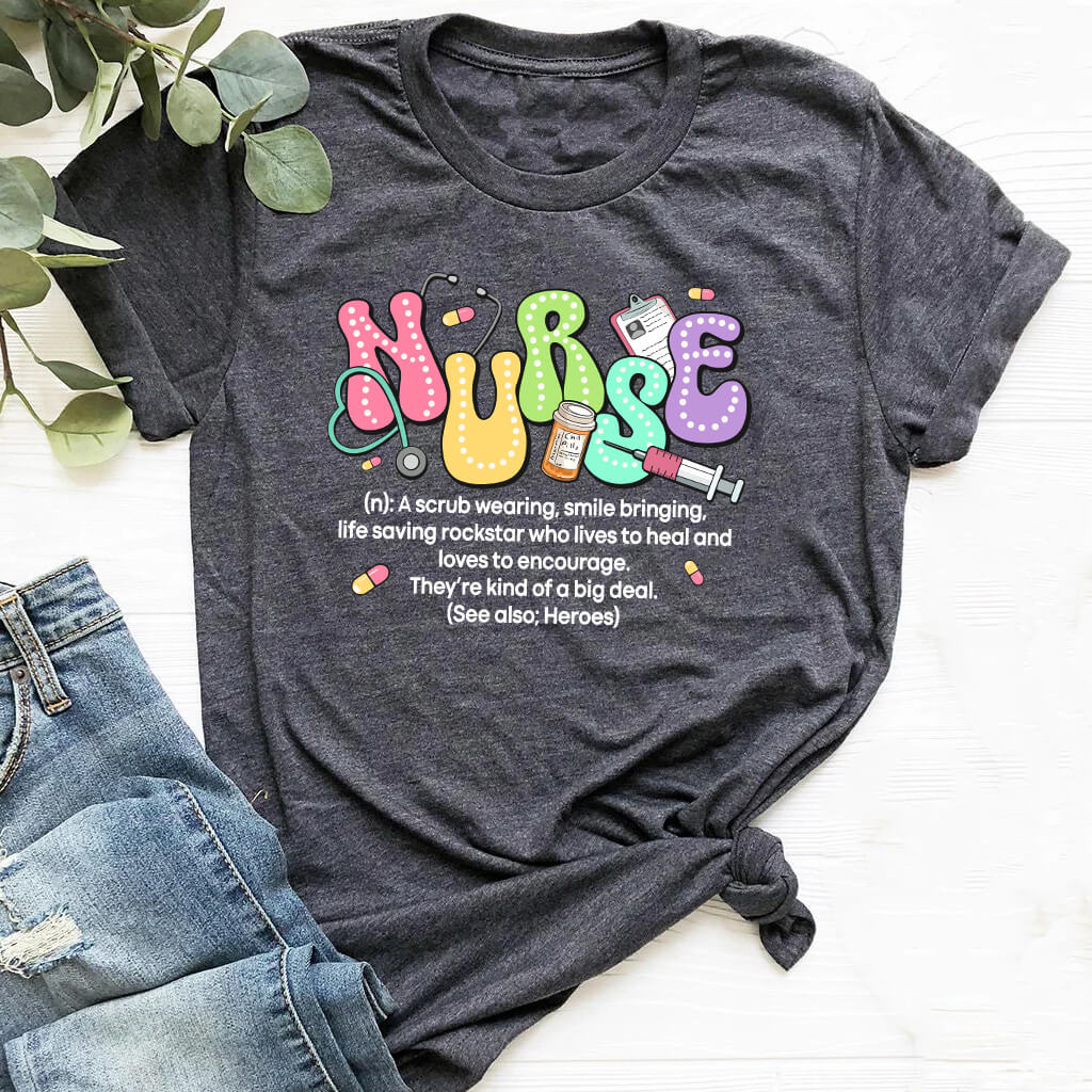 Funny Nurse Definition T-shirt - Colorful Retro Tee