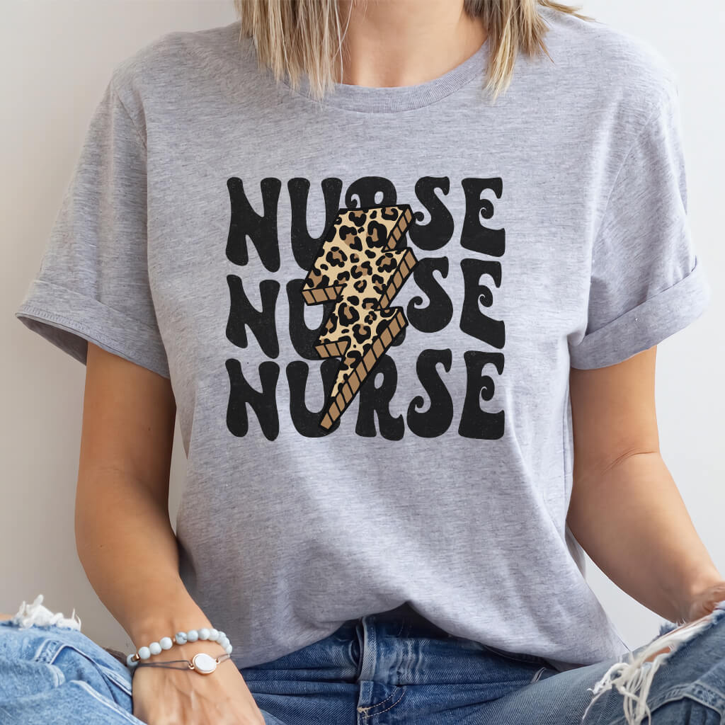 Nurse Retro Flash Leopard T-shirt - Groovy Style Tee