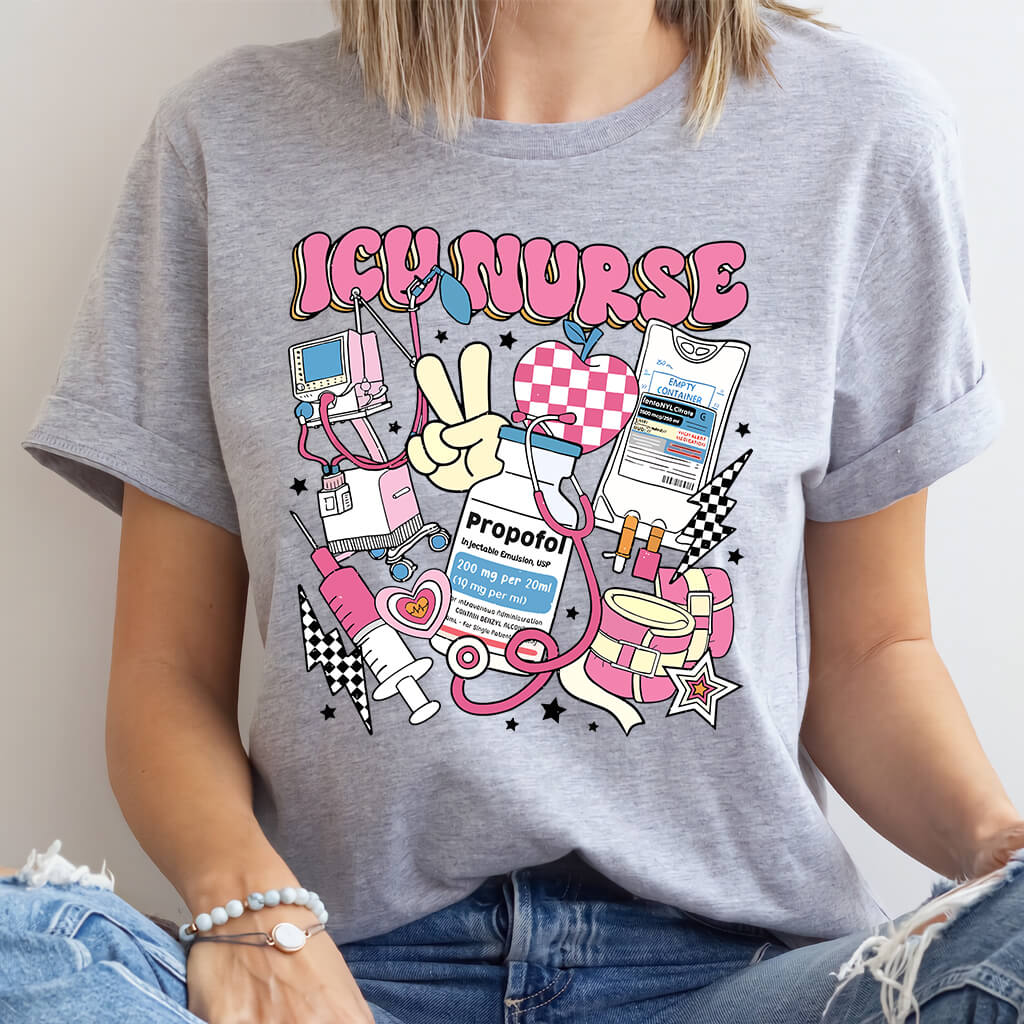 ICU Nurse Retro T-shirt - Intensive Care Unit Tee