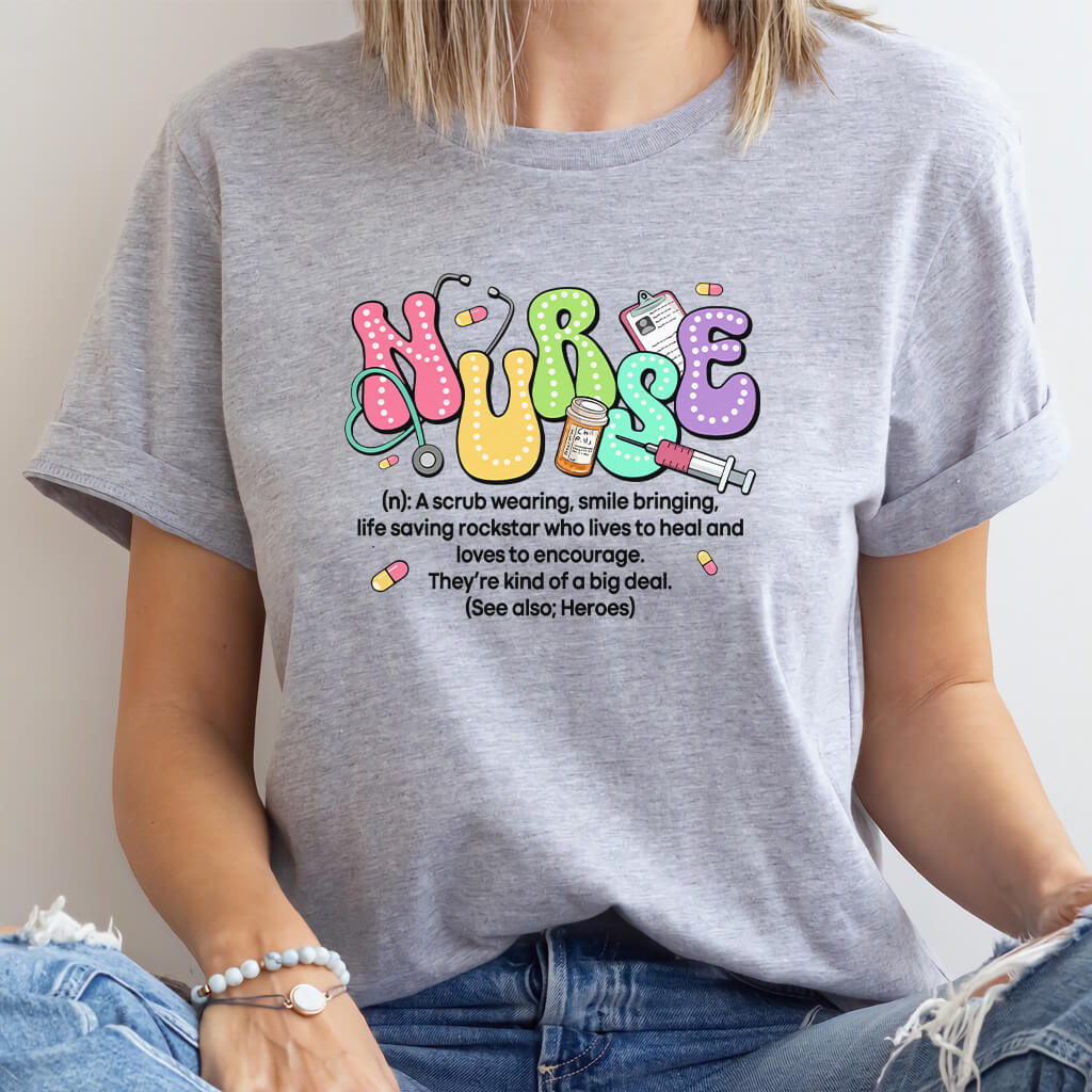 Funny Nurse Definition T-shirt - Colorful Retro Tee