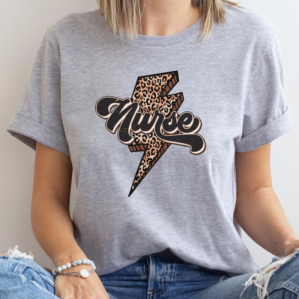 Nurse Retro T-shirt - Cheetah Print on Flash Tee