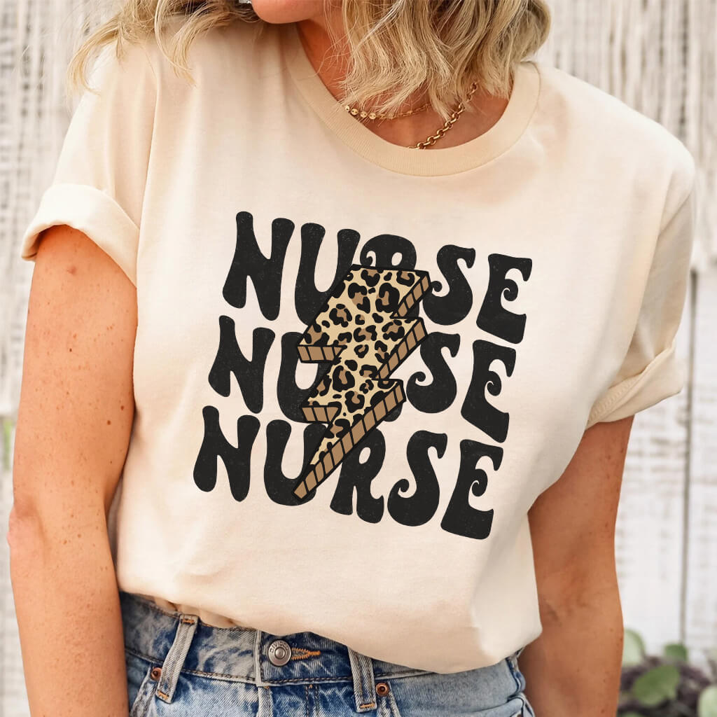 Nurse Retro Flash Leopard T-shirt - Groovy Style Tee