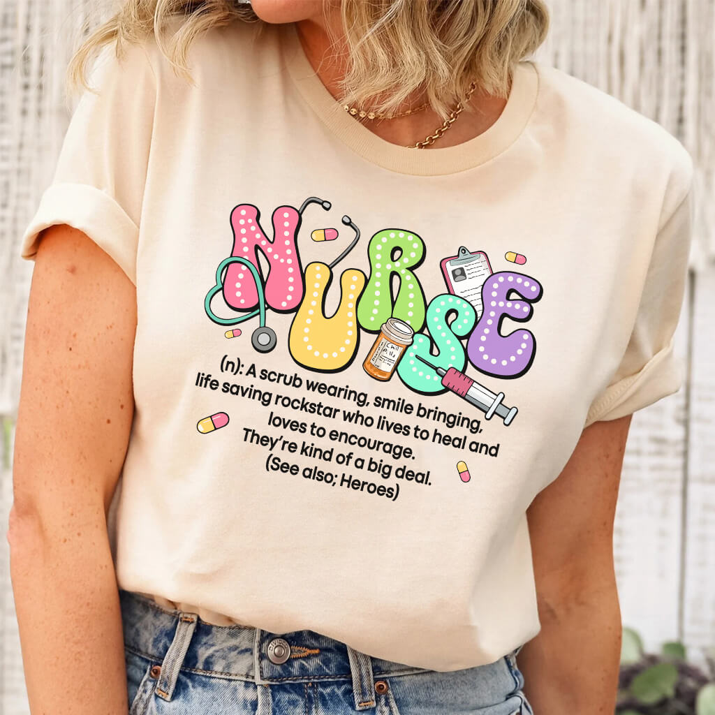 Funny Nurse Definition T-shirt - Colorful Retro Tee