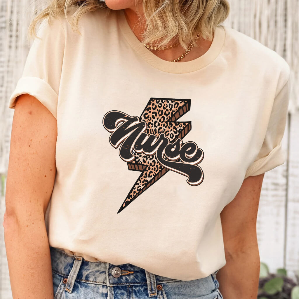 Nurse Retro T-shirt - Cheetah Print on Flash Tee