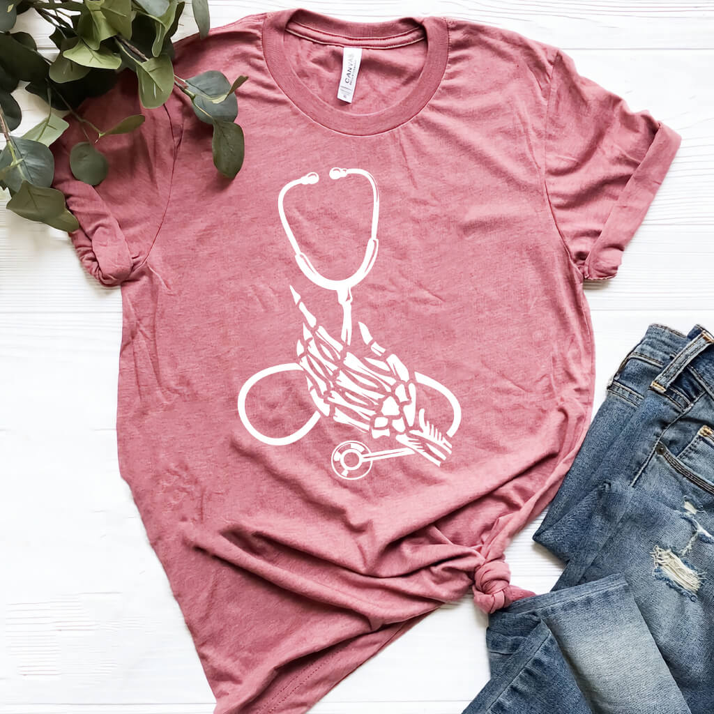 Skull Hand Stethoscope Tee