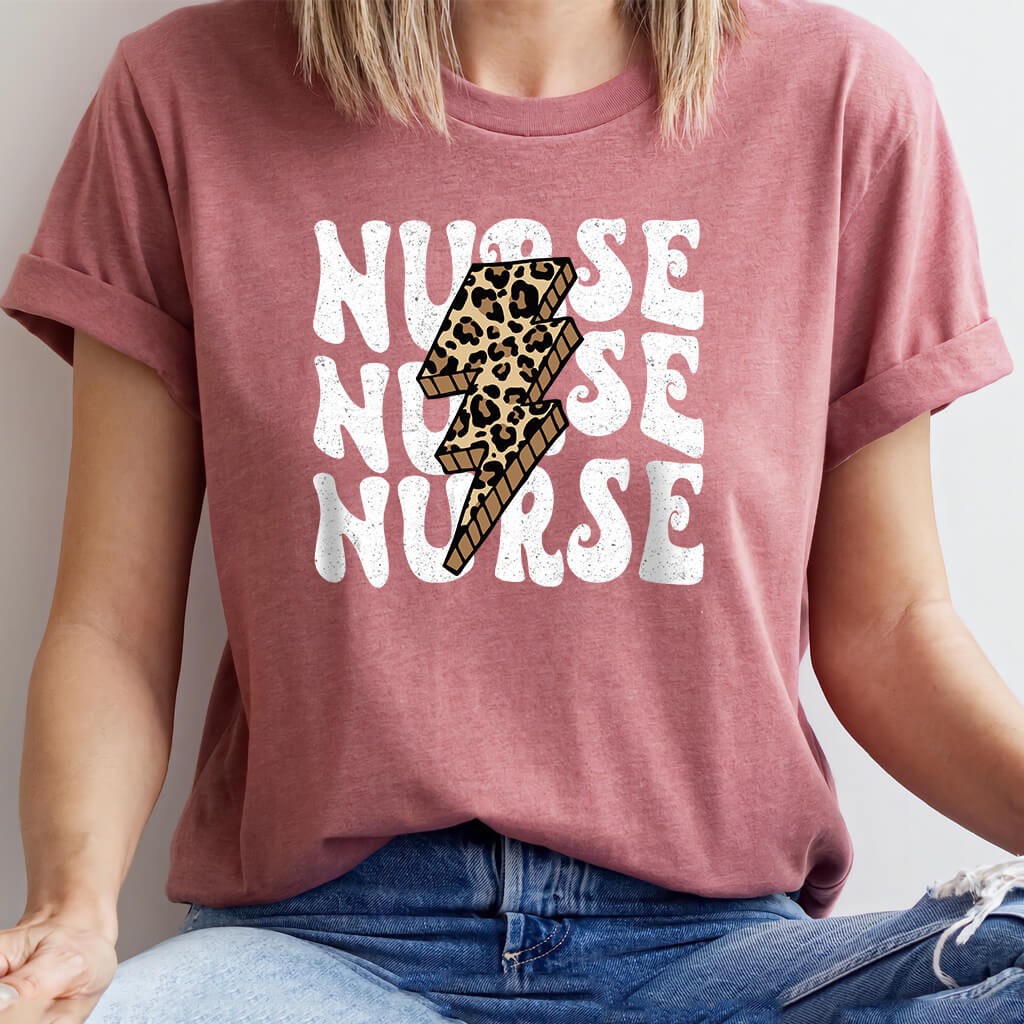 Nurse Retro Flash Leopard T-shirt - Groovy Style Tee