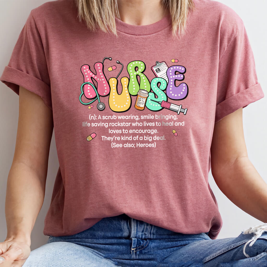 Funny Nurse Definition T-shirt - Colorful Retro Tee