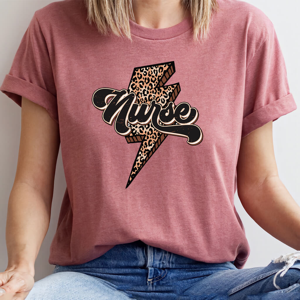 Nurse Retro T-shirt - Cheetah Print on Flash Tee