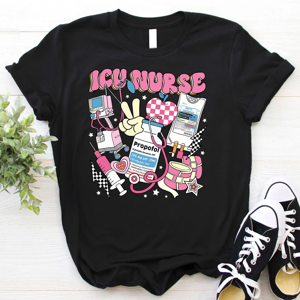 ICU Nurse Retro T-shirt - Intensive Care Unit Tee