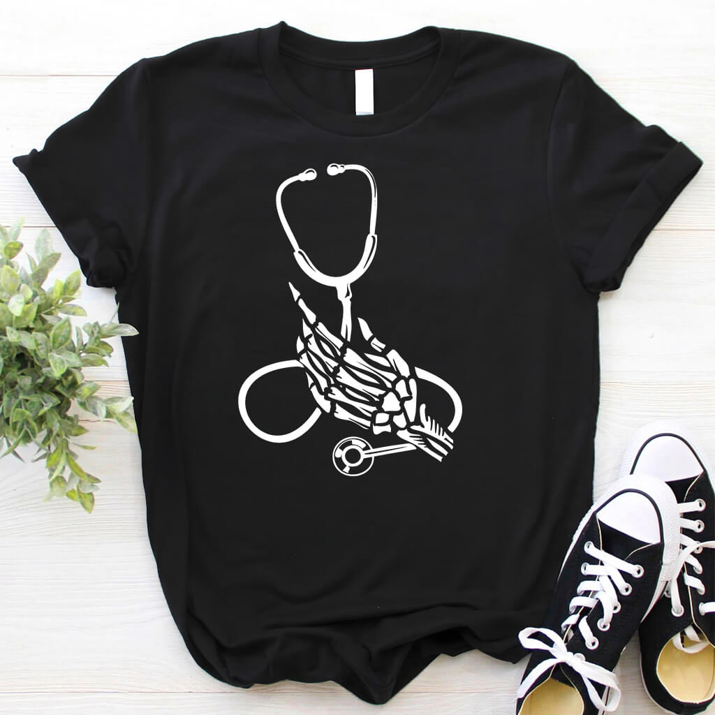 Skull Hand Stethoscope Tee