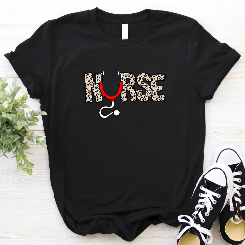 Nurse Cheetah Print Tee - Short Sleeve Shirt