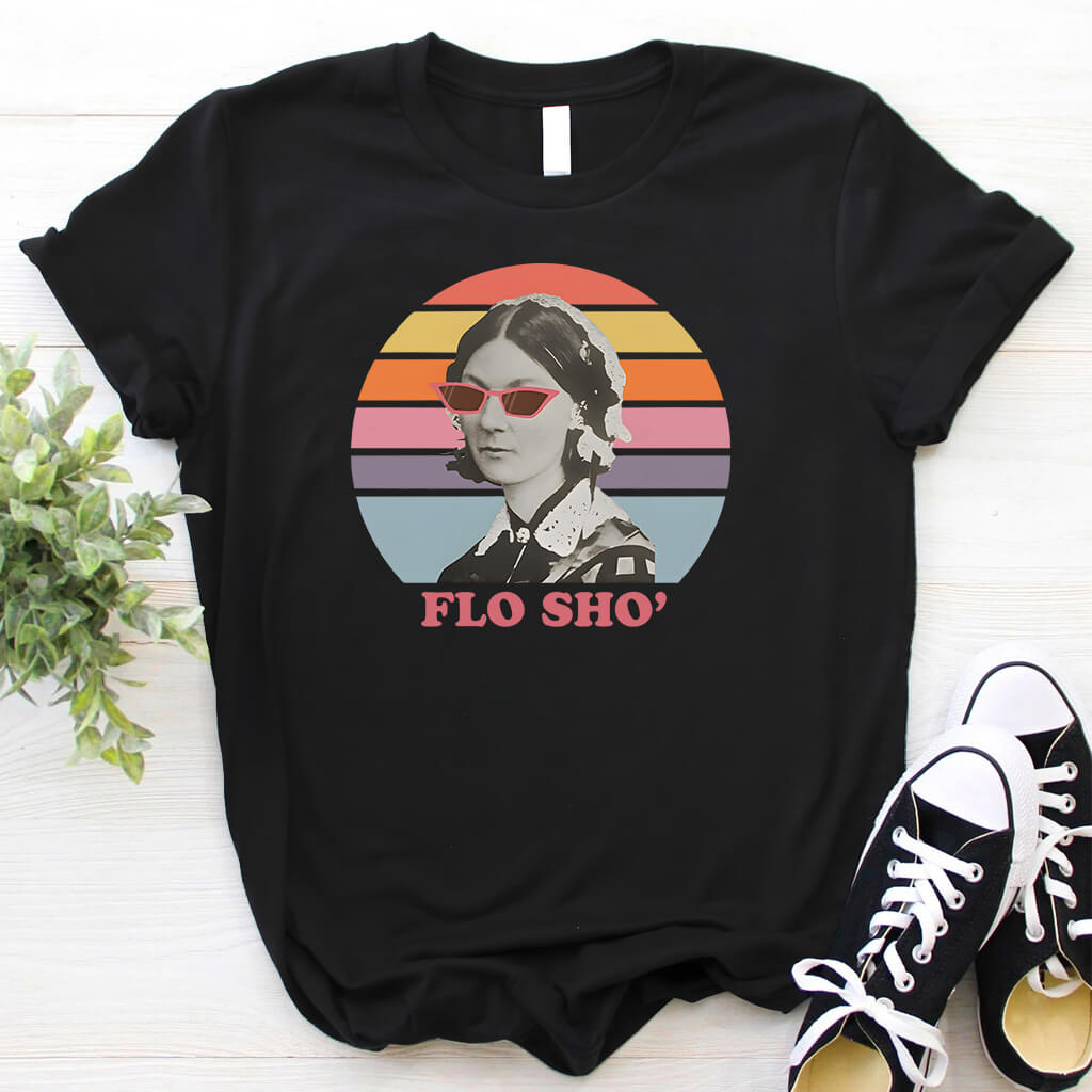 Retro Flo Sho Nurse T-shirt - Florence Nightingale Funny Tee