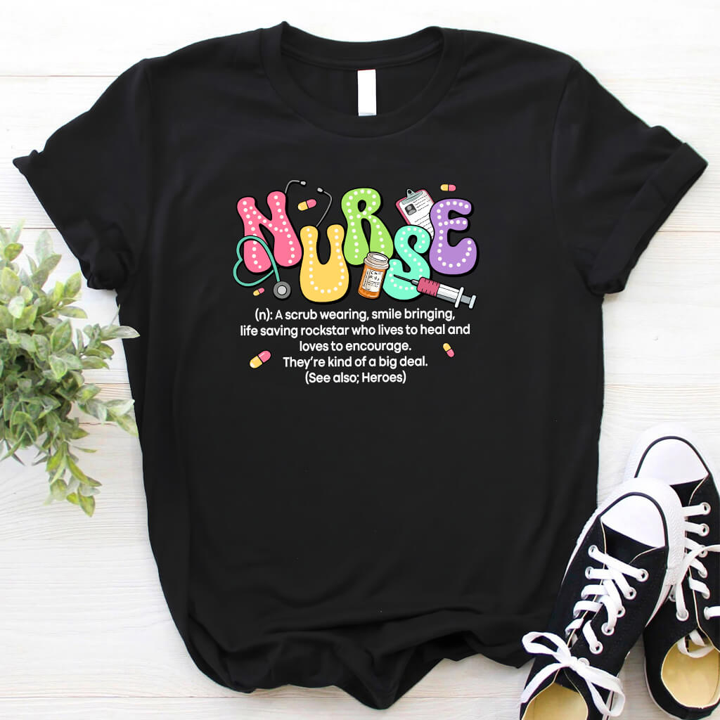 Funny Nurse Definition T-shirt - Colorful Retro Tee