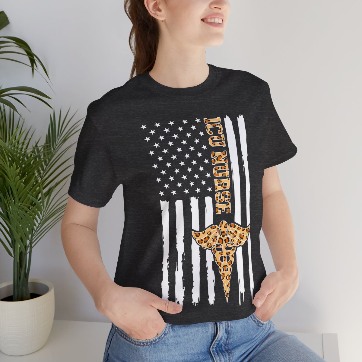 Cheetah Intensive Care ICU Nurse U.S Flag Tee