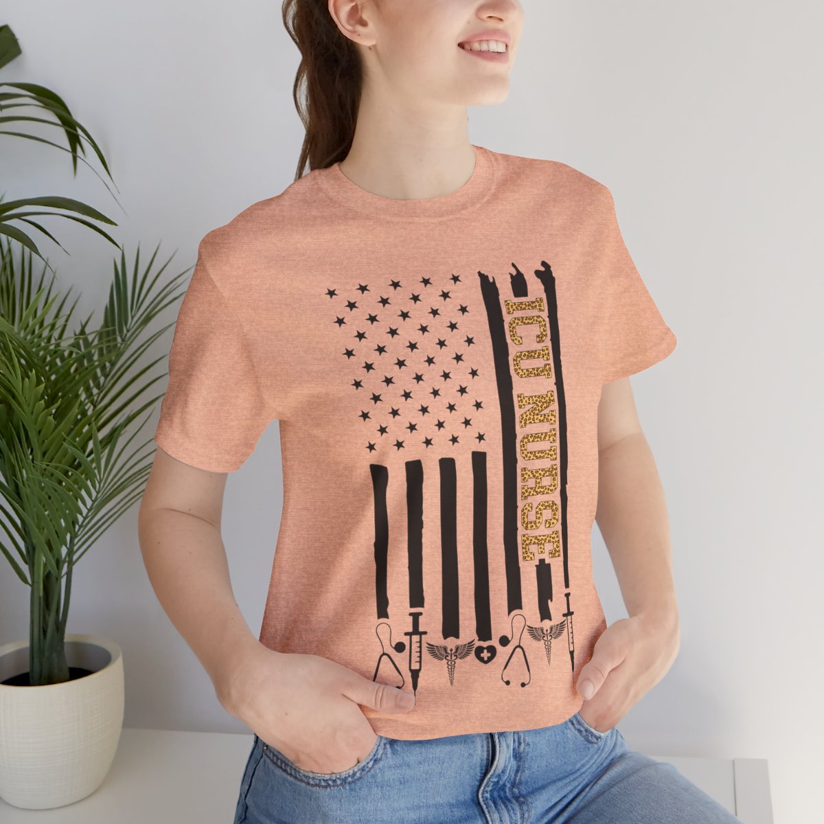 Cheetah Intensive Care ICU Nurse U.S Flag Tee