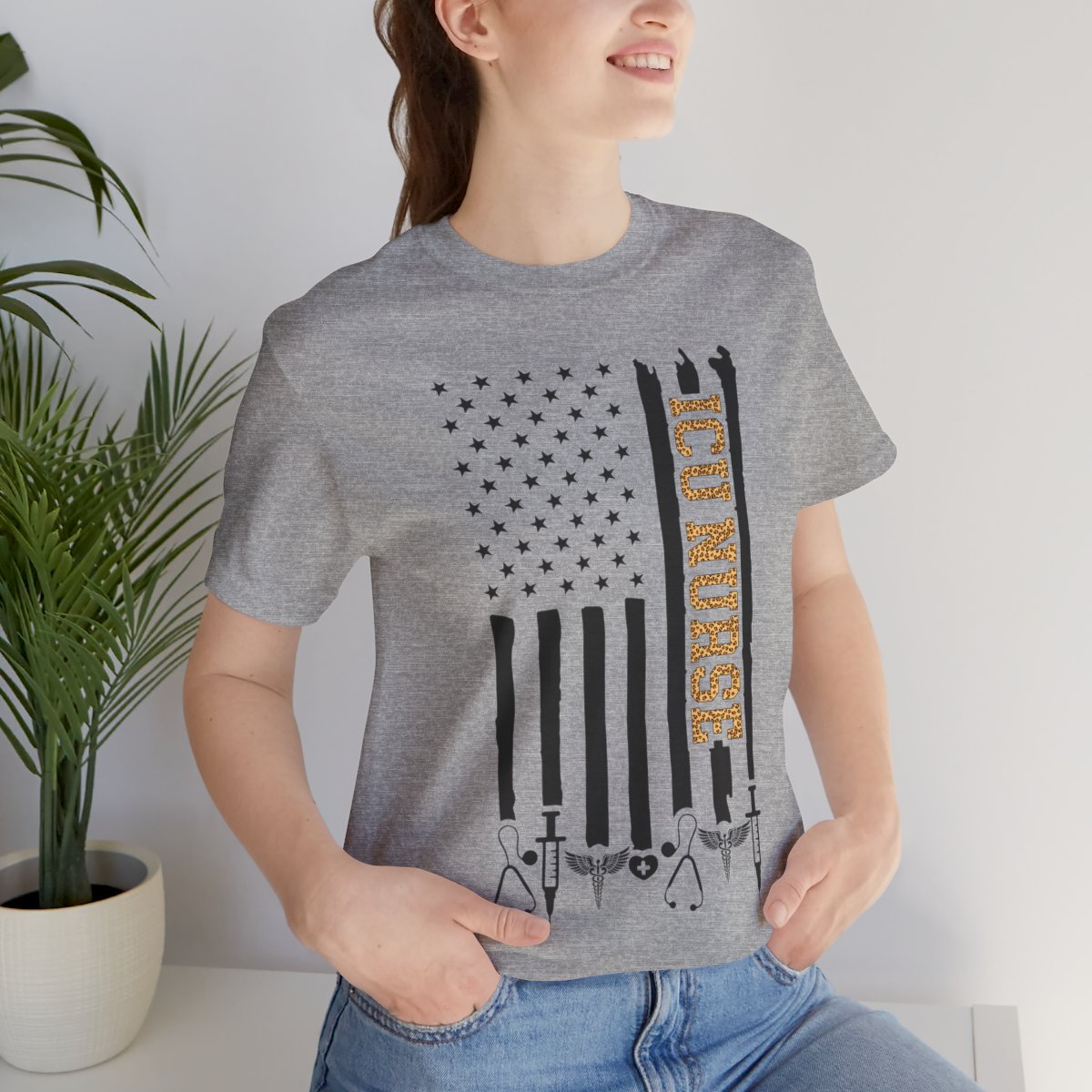 Cheetah Intensive Care ICU Nurse U.S Flag Tee