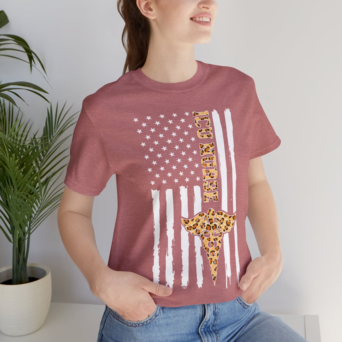 Cheetah Intensive Care ICU Nurse U.S Flag Tee
