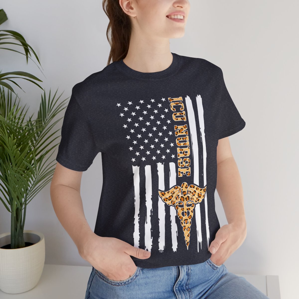 Cheetah Intensive Care ICU Nurse U.S Flag Tee