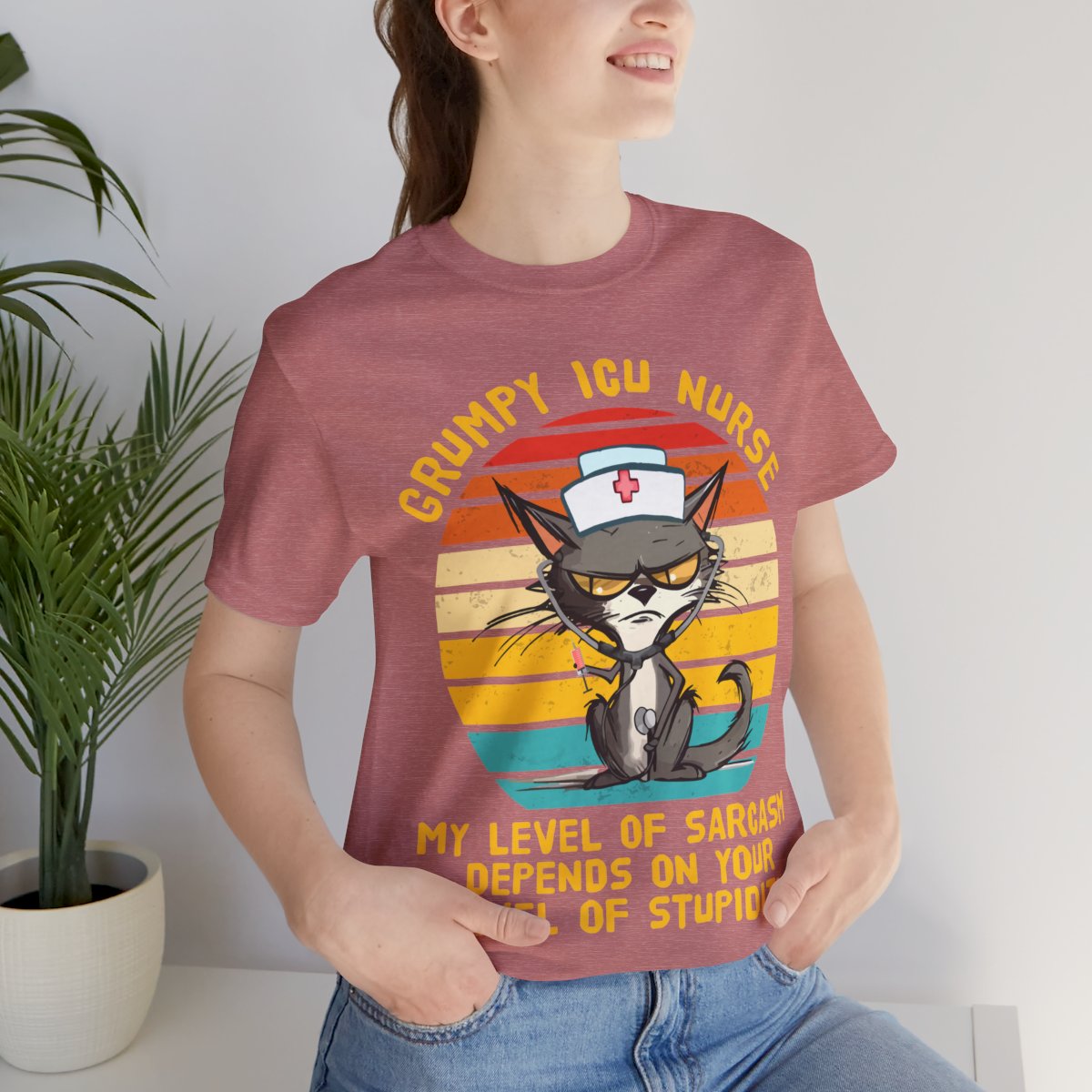 Grumpy ICU Nurse Funny Tee - My Level of Sarcasm Depends on your Level of Stupidity