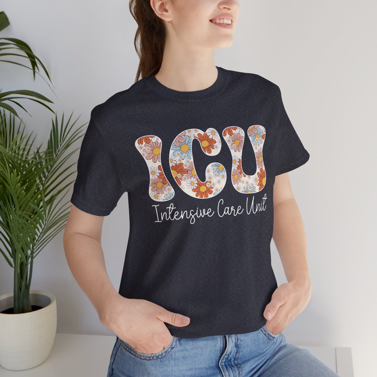 ICU Nurse Floral Tee - Intensive Care Unit T-Shirt