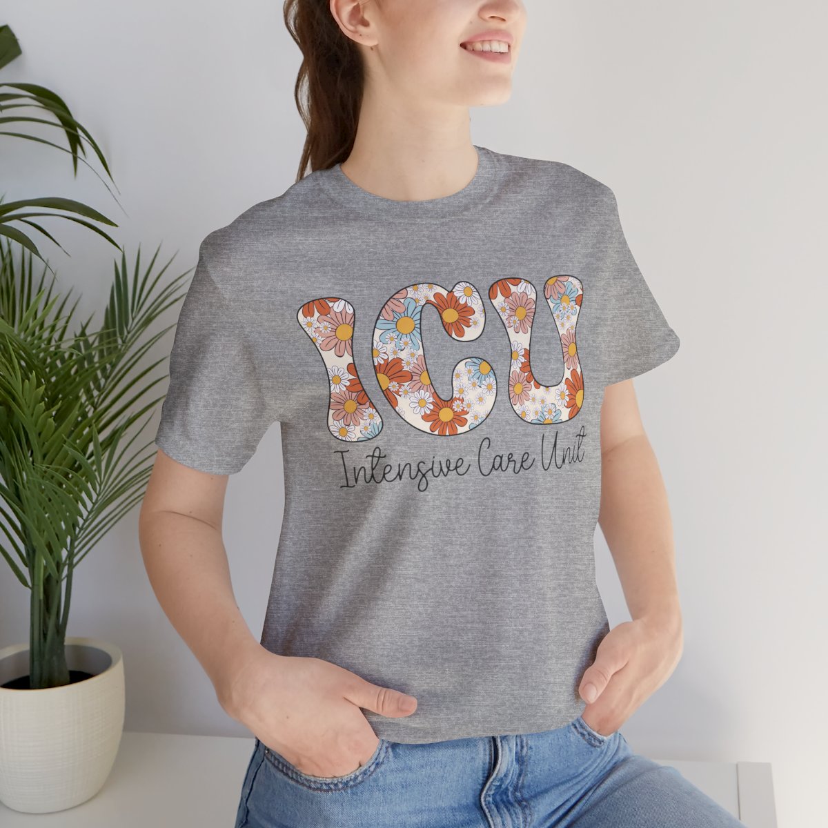 ICU Nurse Floral Tee - Intensive Care Unit T-Shirt