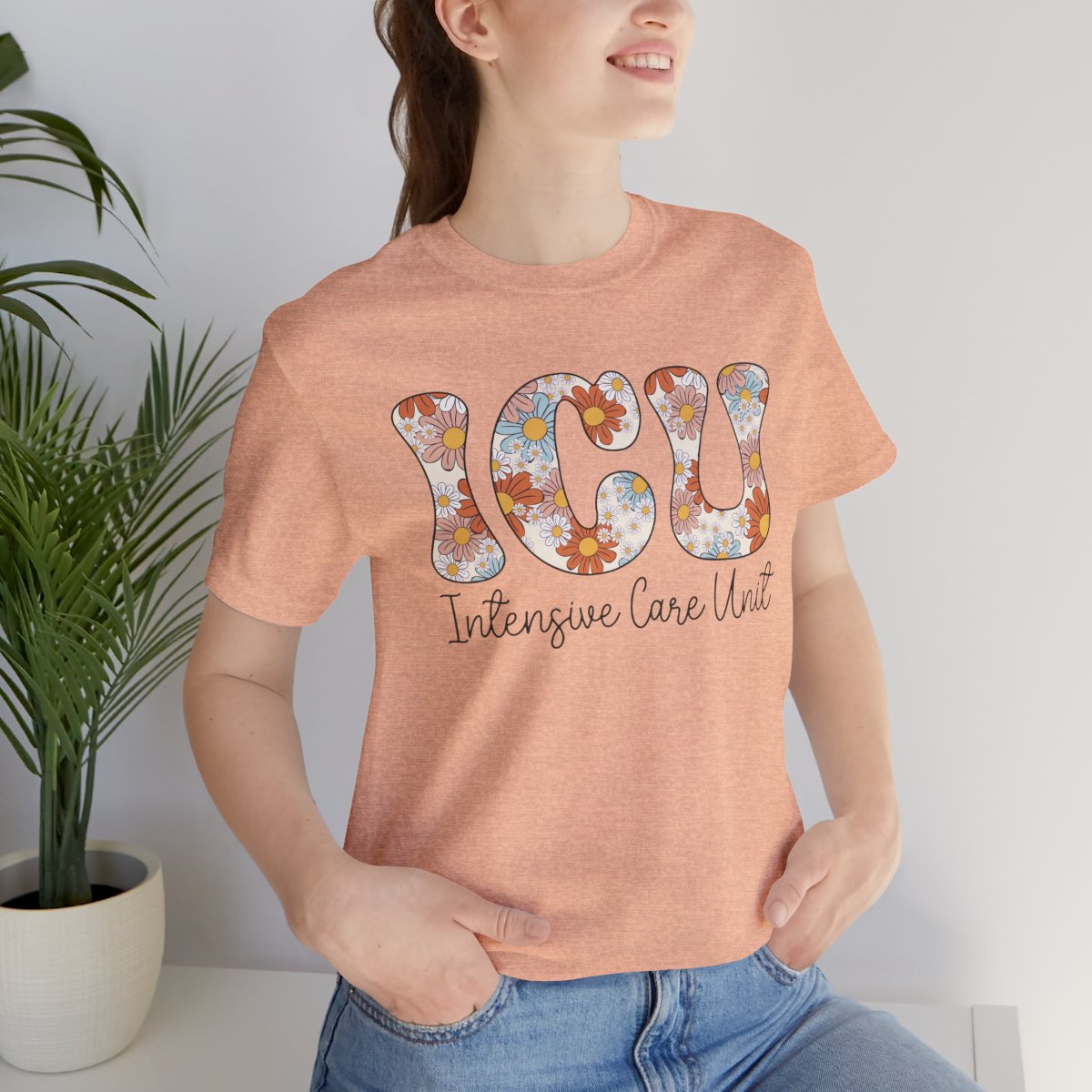 ICU Nurse Floral Tee - Intensive Care Unit T-Shirt