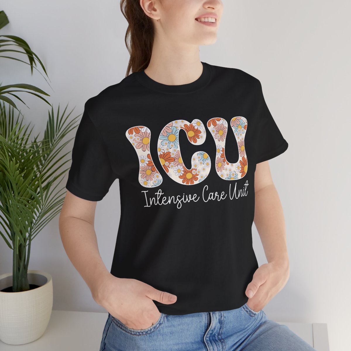 ICU Nurse Floral Tee - Intensive Care Unit T-Shirt