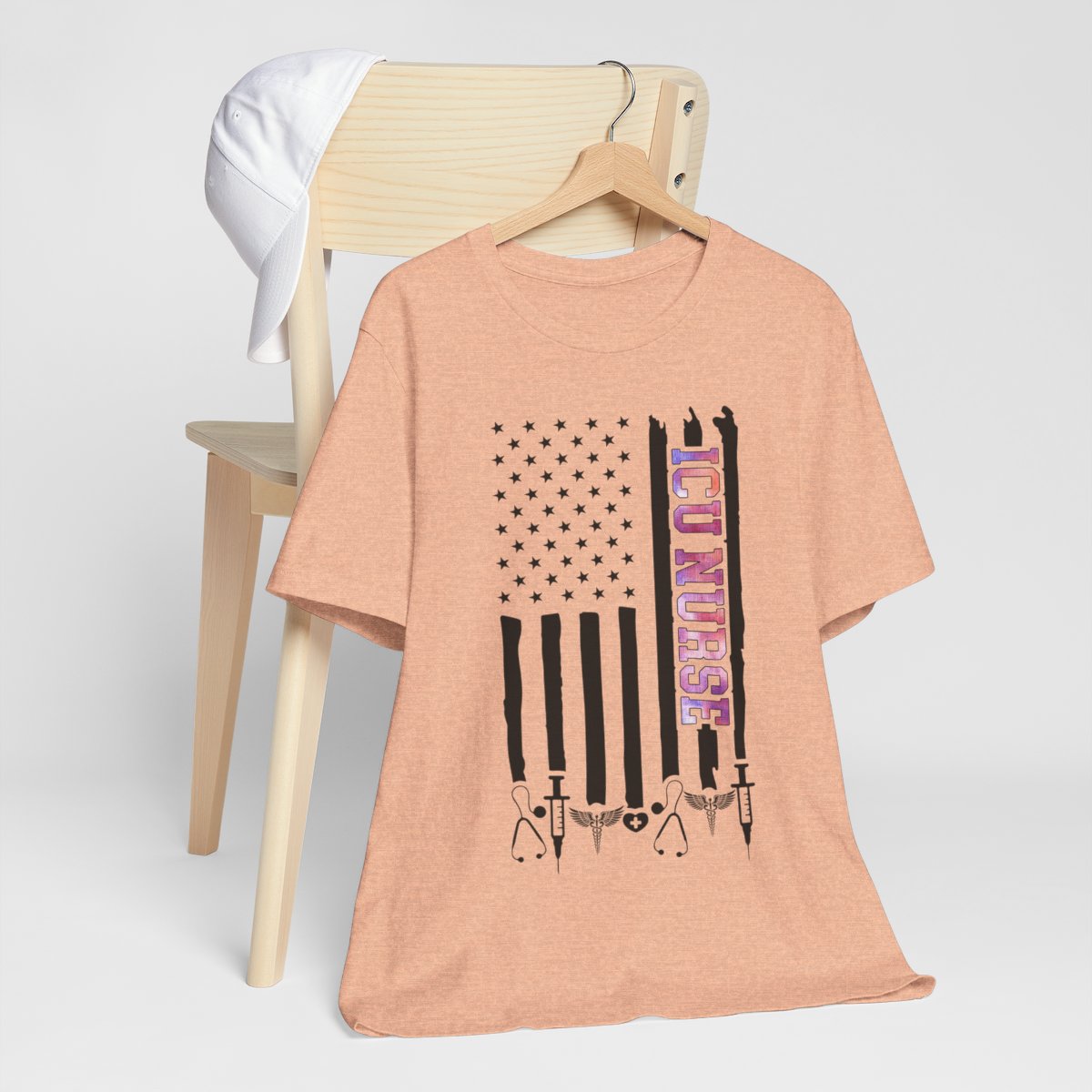 Colorful ICU Nurse U.S Flag Tee