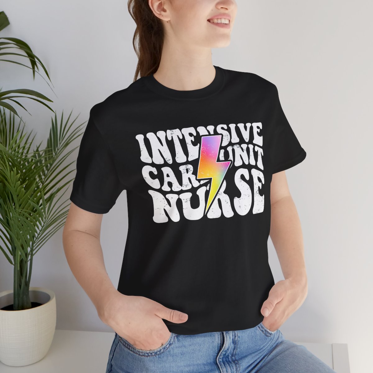 Intensive Care Unit Nurse Rainbow Flash Tee - ICU Shirt