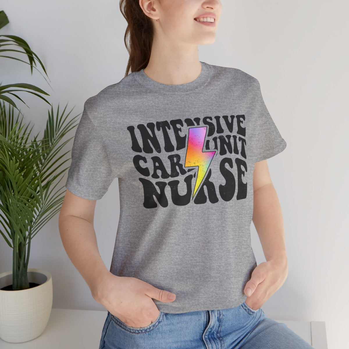 Intensive Care Unit Nurse Rainbow Flash Tee - ICU Shirt