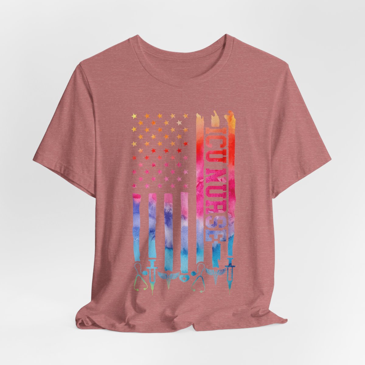 Tie Dye Intensive Care ICU Nurse U.S Flag T-shirt
