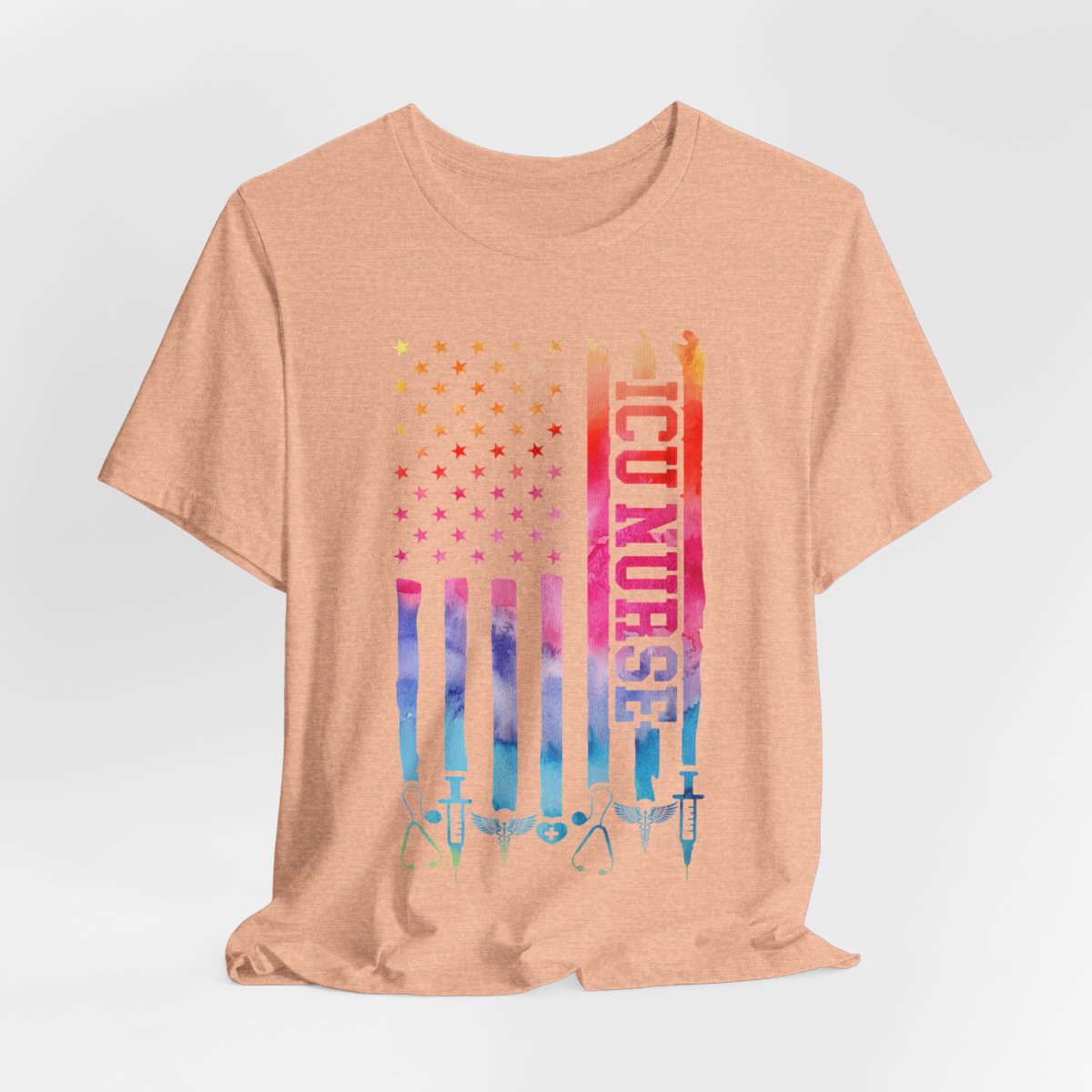 Tie Dye Intensive Care ICU Nurse U.S Flag T-shirt