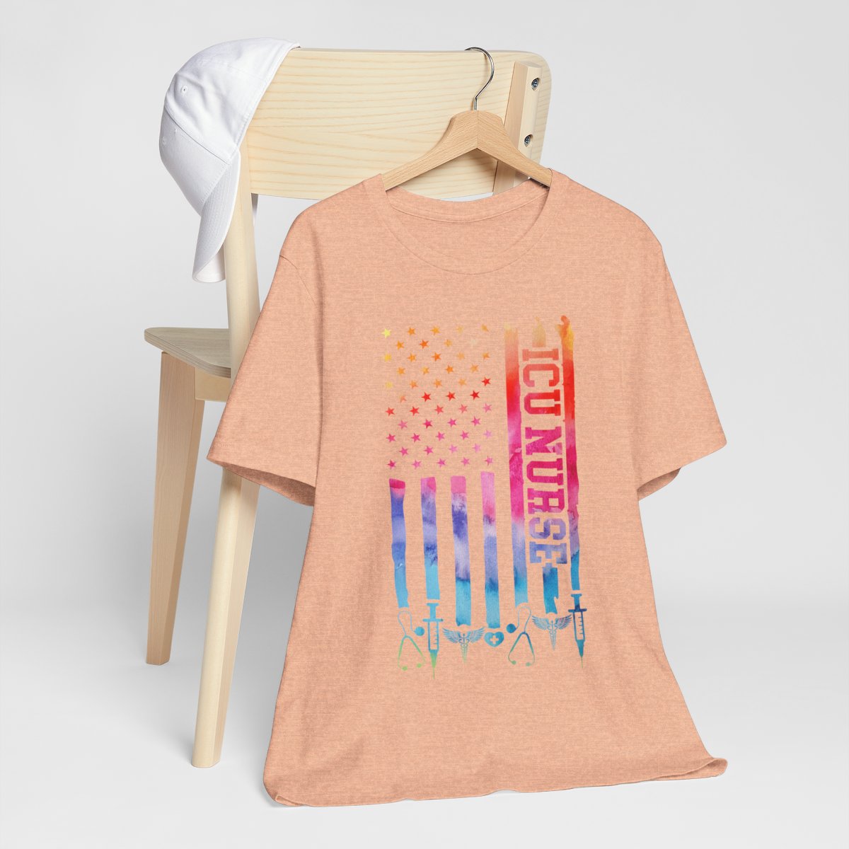 Tie Dye Intensive Care ICU Nurse U.S Flag T-shirt