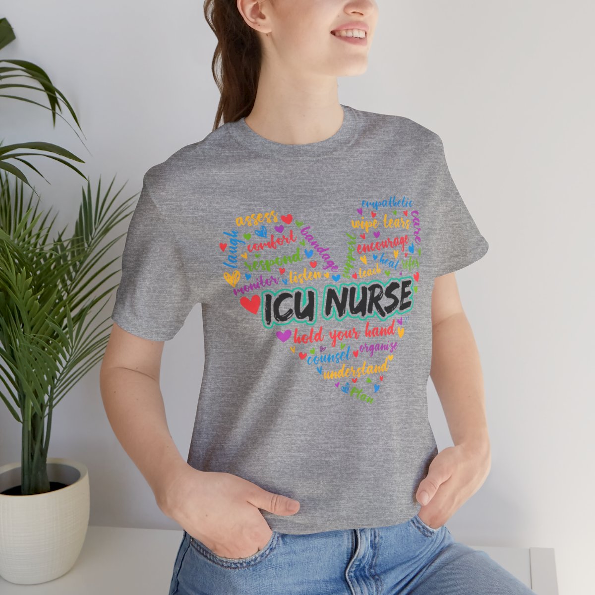 ICU Nurse Colorful Heart T-shirt