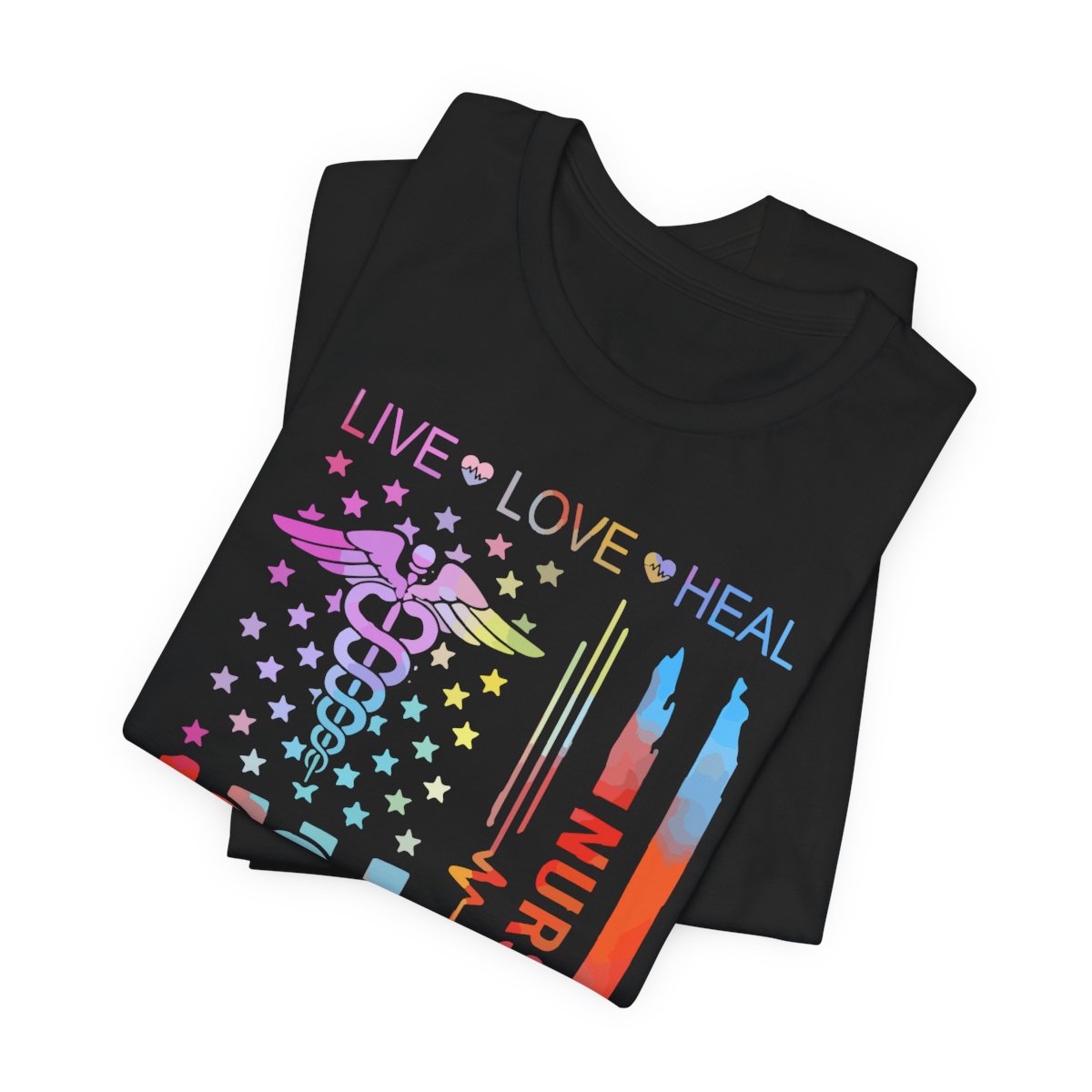Live Love Heal Nurse U.S Flag T-shirt - Tie Dye Tee