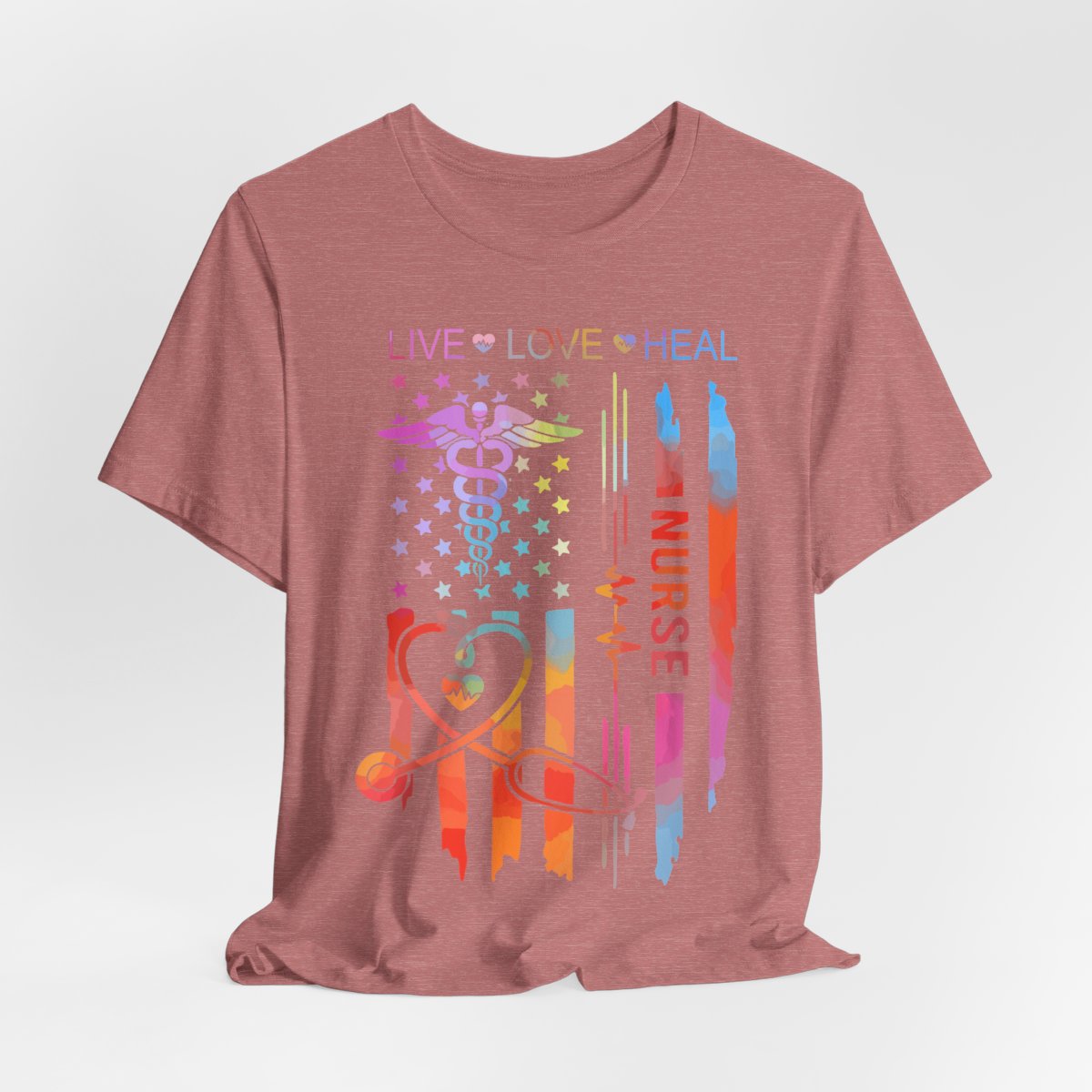 Live Love Heal Nurse U.S Flag T-shirt - Tie Dye Tee