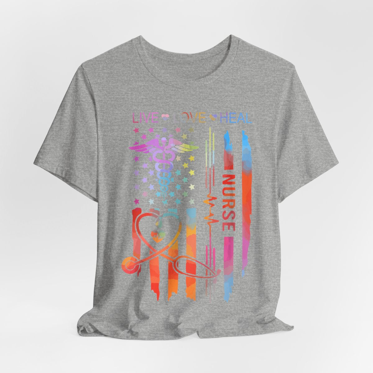 Live Love Heal Nurse U.S Flag T-shirt - Tie Dye Tee