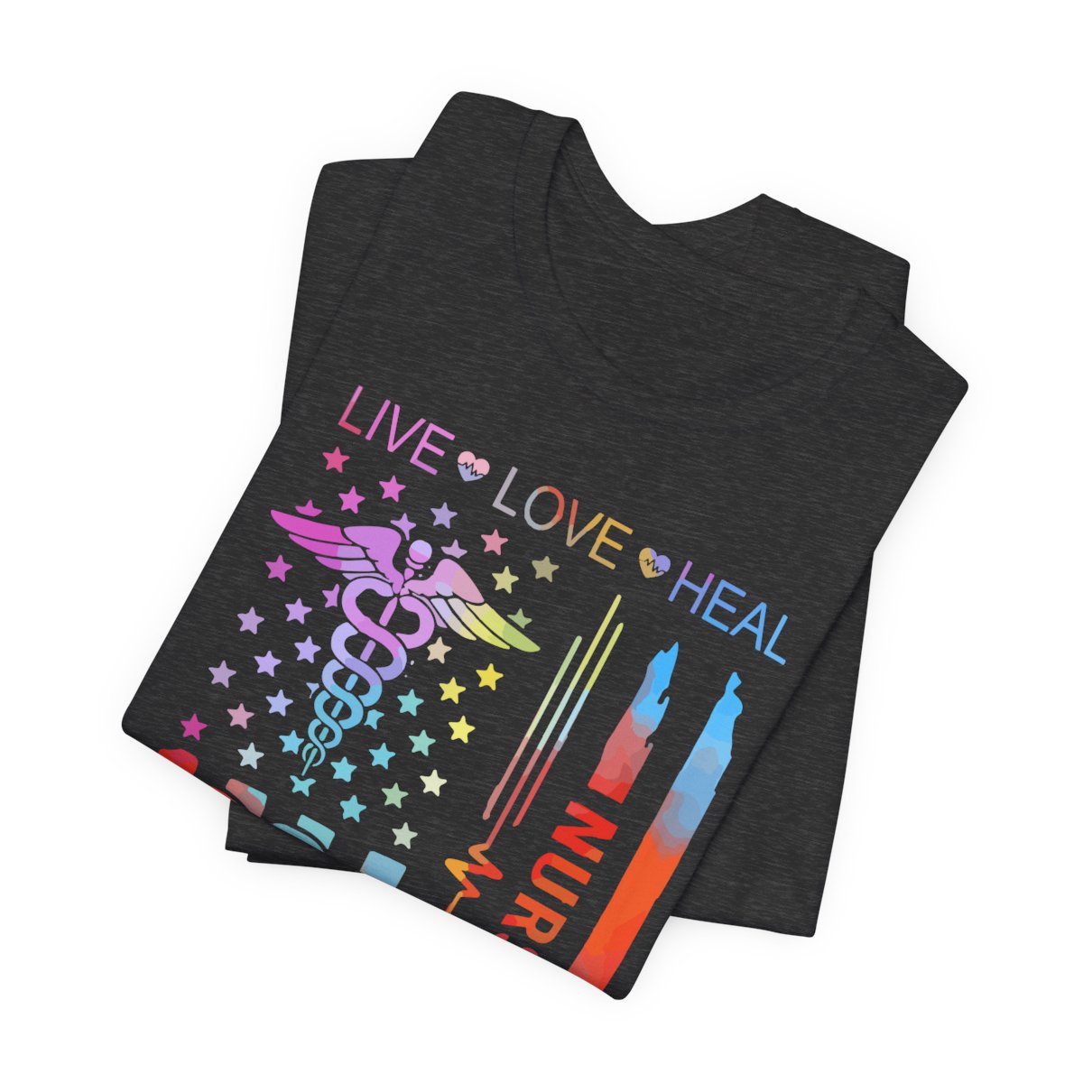 Live Love Heal Nurse U.S Flag T-shirt - Tie Dye Tee