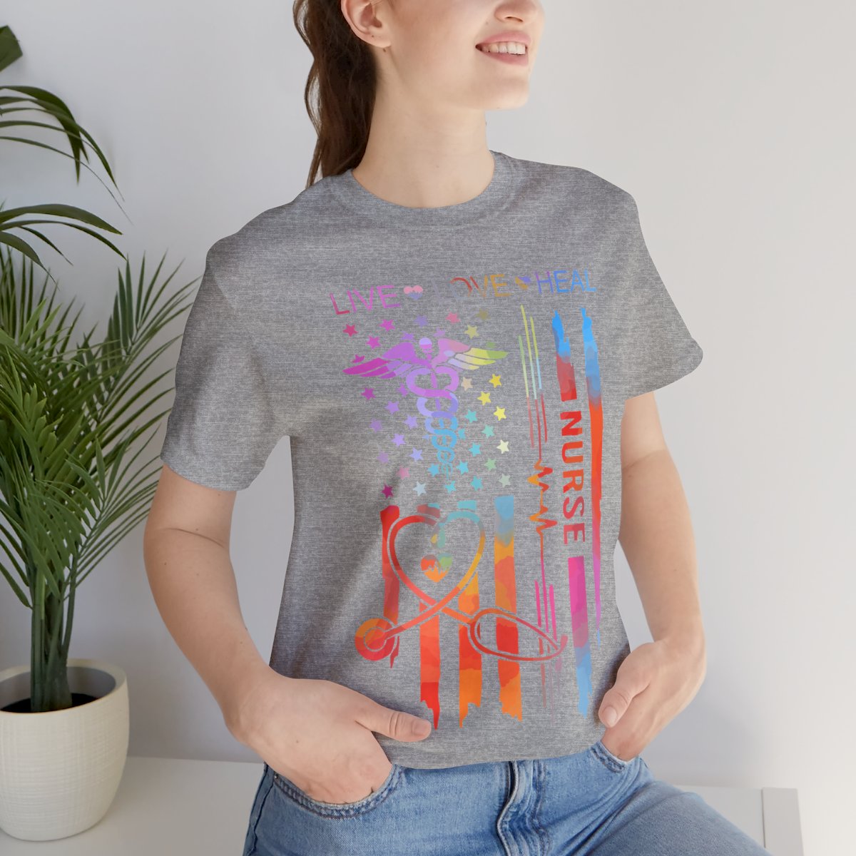 Live Love Heal Nurse U.S Flag T-shirt - Tie Dye Tee