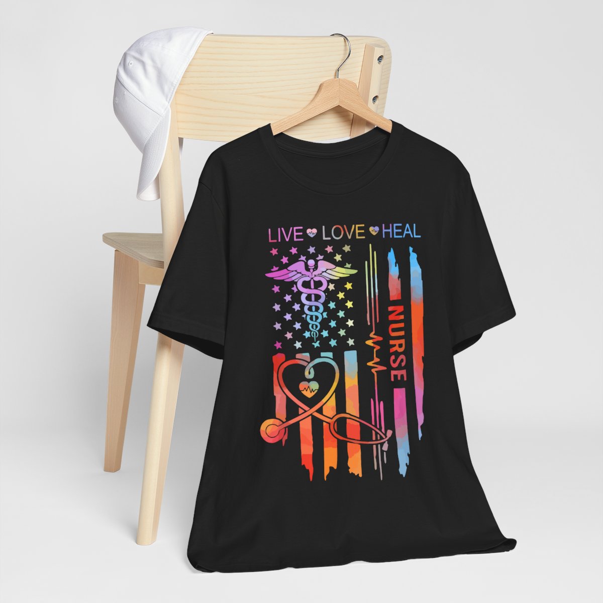 Live Love Heal Nurse U.S Flag T-shirt - Tie Dye Tee